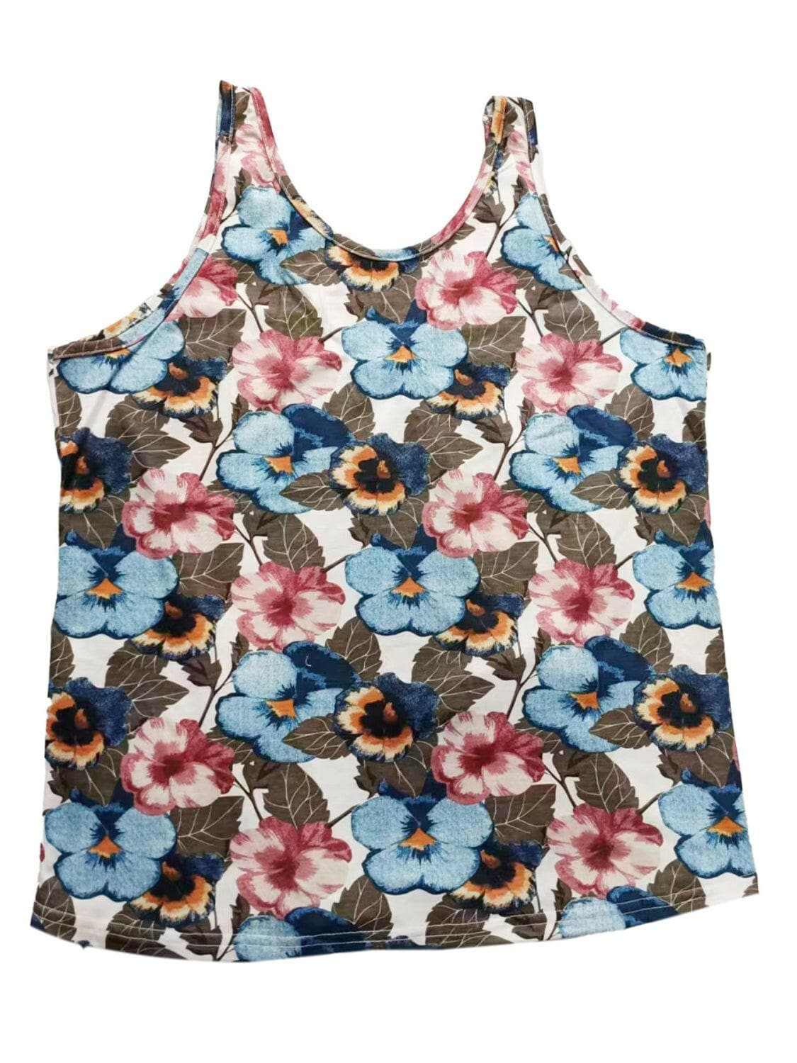 Printed scoop neck tank - wide straps - Love Salve